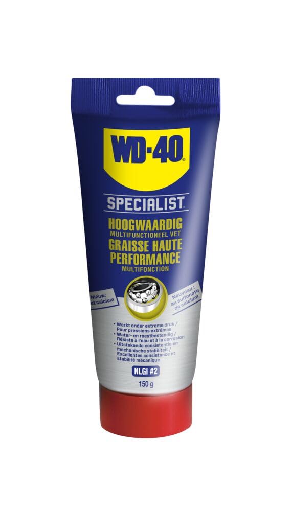 WD-40 Specialist Hochleistungs-Mehrzweckfett 150g Tube – Kalziumsulfonat-Fett für Lager, Zahnräder, Wellen & Gelenke, extrem druck- & wasserbeständig, einsetzbar von -30 °C bis +140 °C, braun