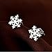 White Gold Plated Simple Small Mini Smooth Snowflake Stud Earrings Fashion Jewelry for Girls