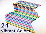Fineliner Color Pen Set (24 COLORING PENS) Primary, Secondary & Neon Colors, Ultra Fine Metal Clad Tip - 0.4mm Colored Fine Liner Sketch Drawing Pen, Porous Point Marker