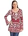 Sleeves Pullover Tunic Top L FLORAL_BURGUNDY