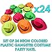 Dazzling Toys Neon Gangster Hats Assorted Colors -Plastic Mafia Style Party Hat –Neon Fedora Hat for Blacklight Party/Birthday/Festivals -Neon Party Accessories -Neon Glow Party Favor Hat–24 Pack