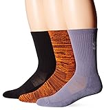 Under Armour Men's Twisted Crew Socks, Blaze Orange/Assorted, Large