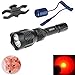WINDFIRE WF802 Red Hunting Light Tactical Flashlight 350 Lumens 250 Yards LED Coyote Hog Fox Predator Varmint Flashlights with Remote Pressure Switch & Scope/Bike Mount Holder
