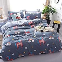 LAMEJOR Duvet Cover Sets Queen Starry Unicorn Bedding Set Comforter Cover (1 Duvet Cover+2 Pillowcases)
