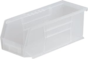 Akro-Mils 30224 AkroBins Plastic Storage Bins, Space-Saving Stackable Bins for Garage, Pantry, Craft Organization, 11" L x 4" W x 4" H, Clear, 12-Pack