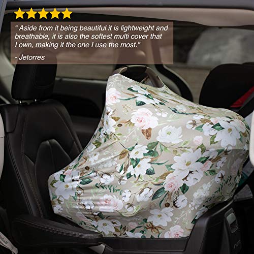 Premium Soft, Stretchy, and Spacious 4 in 1 Multi-Use Cover for Nursing, Baby Car Seat, Stroller, Scarf, and Shopping Cart - Best Gifts by Pobibaby (Belle)