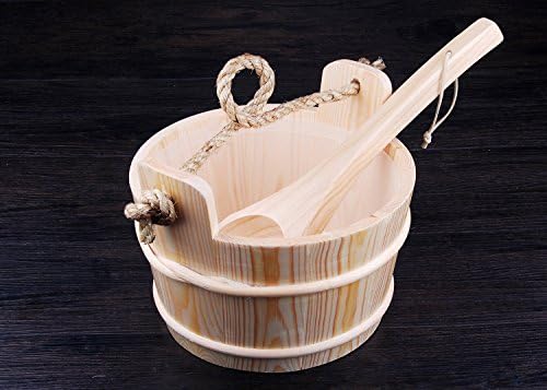 Hot Sales Finland wood Sauna Bucket With Waterproof Liner, Matching Ladle 4L