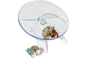 LOEGOVAE Hermit Crab Wheel Revolve Toy, Hamster Running Flying Wheel Saucer Exercise Toy, Running Wheel for Small Pet Animals Hamster Gerbil Lizard Salamander Hermit Crab Rodents (White)