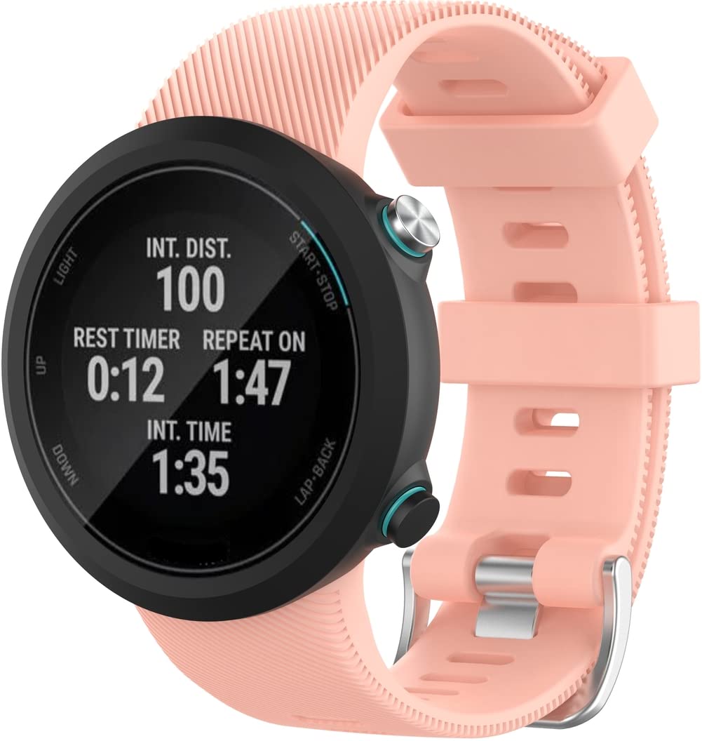 Chainfo Strap compatible with Garmin Forerunner 45S / Forerunner 45 / Swim 2 Watch Band, Replacement Adjustable Bracelet Silicone Sports Strap NO230525 (Light Pink) — image 1