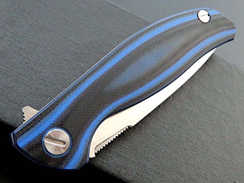 Eafengrow EF33 Folding Knife G10 Handle Ball Bearing Tactical Pocket Knives Outdoor Survival Hunting Camping Tools (Blue stripes) - Thumbnail 3
