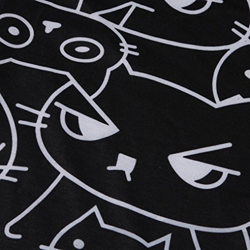 Kinrui Womens High Waist Leggings Sports Gym Yoga Workout Fitness Pants Cat Prints Drawstring Pants Leggings (Black, S)