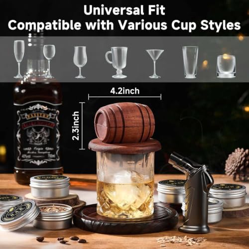 Kit Para Defumar Whisky Com Tocha E 6 Sabores Aromáticos | Kit Para Defumar Coquetéis Fashioned Presente Para Homens E Pais