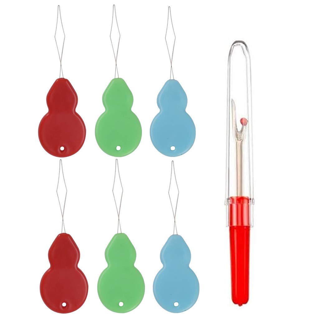 6 Pieces Needle Threader Automatic Sewing Machine Automatic Threader with Seam Ripper fit for DIY Hand Stitching Embroidery and Cross Stitch