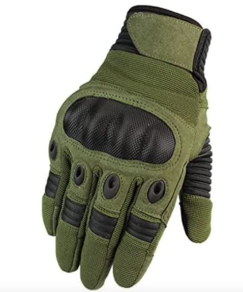 Ranger Tactical UK Full Finger Touch Screen Contact Gloves Hard Knuckle Cycling Biking Paintball Airsoft (Green, Large)