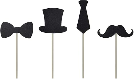 Amazon Com Hokpa Cupcake Toppers Mini Black Bowtie Mustache Hat