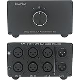 SOLUPEAK X301 3-Way XLR Stereo Audio Switcher Selector Switch Box Passive | 3 IN 1 OUT you sw between 3 XLR audio sources in avoiding frequent cable changes，Bi-Direction passive NO power plug and play