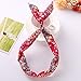 Tvoip 15PCS Vintage Broken Flowers Star Stripe Color 3 Styles Colors Lovely Girls Lady Rabbit Bunny Ear Ribbon Hair Band Wire Elastic Headband Wire Scarf Hair Accessories (random color)