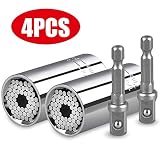 Universal Socket Grip Adapter Linkstyle 4PCS Grip Socket Set Ratchet Wrench Power Drill Adapter 1/4"-3/4"(7mm-19mm), Professional Repair Tools Gifts for Dad Men Fathers Day Husband DIY Handyman
