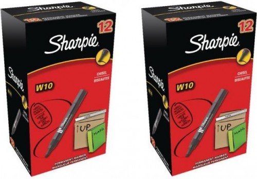 2 x 12 Pack Sharpie W10 Permanent Marker Chisel Tip Black Pens S0192652-24 Pens
