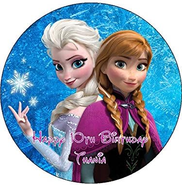 Disney Frozen Novelty 7.5" Round Edible Birthday Cake Topper