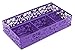 EasyPAG Desk Drawer Organizer with 4 Compartments, Carved Hollow Floral Metal Tray for Office, Jewelry, Cosmetics - No Assembly, Purple