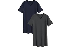 Latuza Men's Cotton Nightshirt Short Nightgown 2 Pack