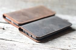 hand made Genuine leather wallet case for one Plus