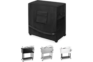 EDOSTORY Cooler Cart Cover, Waterproof UV Resistant 600D Oxford Fabric Fit for Most 80 Quart Rolling Ice Chest Cooler Upto 34L x 20W x 32H inch, Black