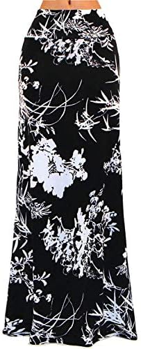 GotStyle Vivicastle Women's Spand Long Solid Rayon Foldover Maxi Skirt