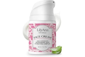 LilyAna Naturals Face and Neck Moisturizer for Women and Men - Moisturizer Face and Neck Cream for Dry Skin and Dark Spot Brightening - Rose and Pomegranate Extracts - 1.7oz