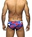 MIZOK Men's Ployester Camo Swimsuit Bikini Briefs with Adjustable Drawstring Redblue,XL