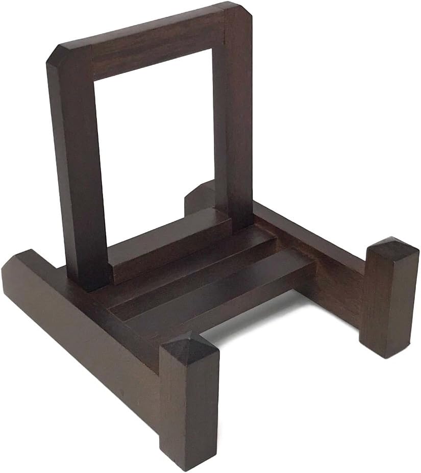 Amazon Co Jp わにぞう 木製皿立て 改 L 24cm 33cm程度の皿向け 額縁立て ディスプレイスタンド L 茶色 ホーム キッチン