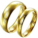 BOHG Jewelry Mens Womens Lord Of The Rings Titanium Gold Plated 18k Love Couples Engagement Wedding Bands
