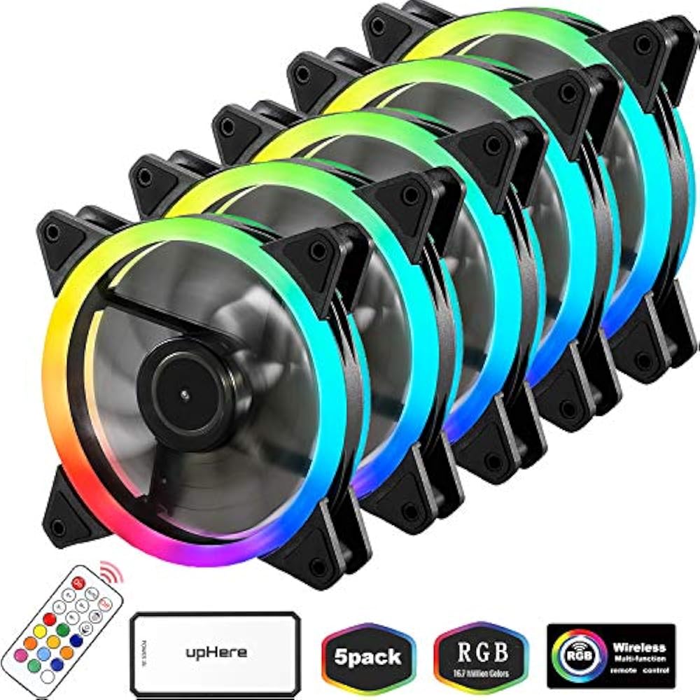 UpHere RGB Series Case Fan, Wireless LED 120mm Fan,Quiet Edition High