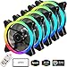upHere RGB Series Case Fan, Wireless RGB LED 120mm Fan,Quiet Edition High Airflow Adjustable Color LED Case Fan for PC Cases-5 Pack,RGB123-5 primary