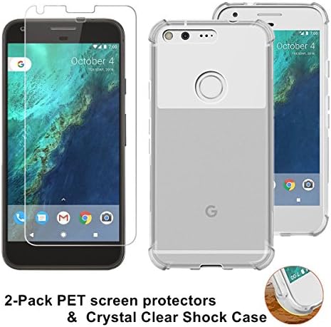 Google Pixel XL (5.5 inch) Case With(2-Pack)Screen Protector, Antsplustech [Drop Cushion][Crystal Clear][Anti-Scratches] Soft TPU Bumper Gel Premium Slim Rubber Protective Cover (Clear)
