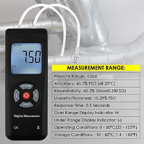 Professional Digital Handheld Manometer DualPort Manometer Gas