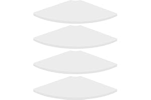 Homode Corner Floating Shelves, Set of 4 Round Corner Shelf Wall Mount with Cord Hole, 12 Inch Wood Curved Hanging Shelf for Cable Box, Speaker, TV Cords, Books, Plants, White