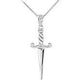 Claddagh Gold .925 Sterling Silver Dagger Charm Pendant Necklace