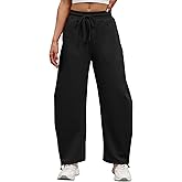 DISCIPBUSH Barrel Sweatpants Women Baggy - Fall Wide Leg Drawstring Lounge Joggers for Women Sweat Pants with Stoppers