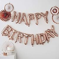 Party Propz "Happy Birthday Letter Foil Balloons | Rose Gold Color (Set of 13 Pcs)