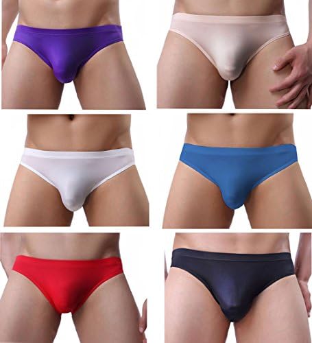 JOWOO Men's Sexy Underwear Low Rise Bikini Briefs Stretchable Breathable Smooth Underpants Thong(6 Pack)