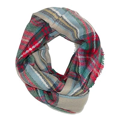 CTM Women's Classic Plaid Check Pattern Infinity Loop Scarf