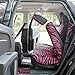 OxGord 17pc Set Zebra Animal Print Auto Seat Covers Set - Front Low Back Buckets - Rear Split Bench - Pink & Black