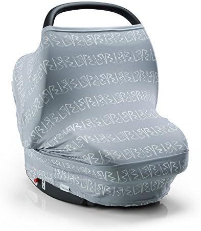 Nursing Cover, Breastfeeding Scarf, 4 in 1 Stretchy Car Seat Canopy by Creecreea | Certified Toxin Free, Multi Purpose Baby Stroller Cover, Shopping Cart Seat Cover, White RIE Brushstrokes on Gray