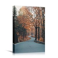 Canvas Wall Art Autumn Dramatic Forest Landscape Living Room Orange Photography Rustic - 12x18 inches