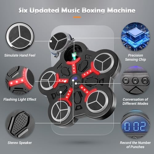 Music Boxing Machine, Wall Mounted Bluetooth Smart Boxing Machine for Kids, with Workout Gloves, Two Installation Methods Music Boxing Machine, with Scoring Function for Home