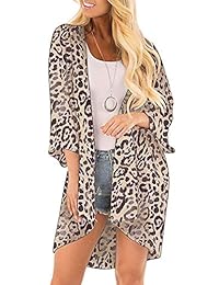 Cárdigans de gasa flojos florales de verano para dama de Kesujin Kimonos de playa transparente