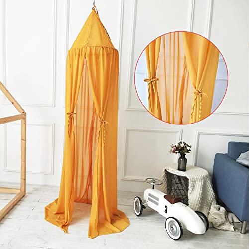 DynaLiving Bed Canopy for Girls Yellow Canopy Bed Curtains Baby Dome