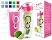 Live Infinitely 32 oz. Fruit Infuser Water Bottles With Time Marker, Insulation Sleeve & Recipe eBook - Fun & Healthy Way to Stay Hydrated (Pink Timeline, 32 Ounce)